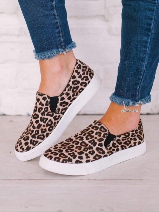 Shoes - NEW Leopard Animal Print Canvas Slip On Sneakers Platform Women Multi Sizes BNIB